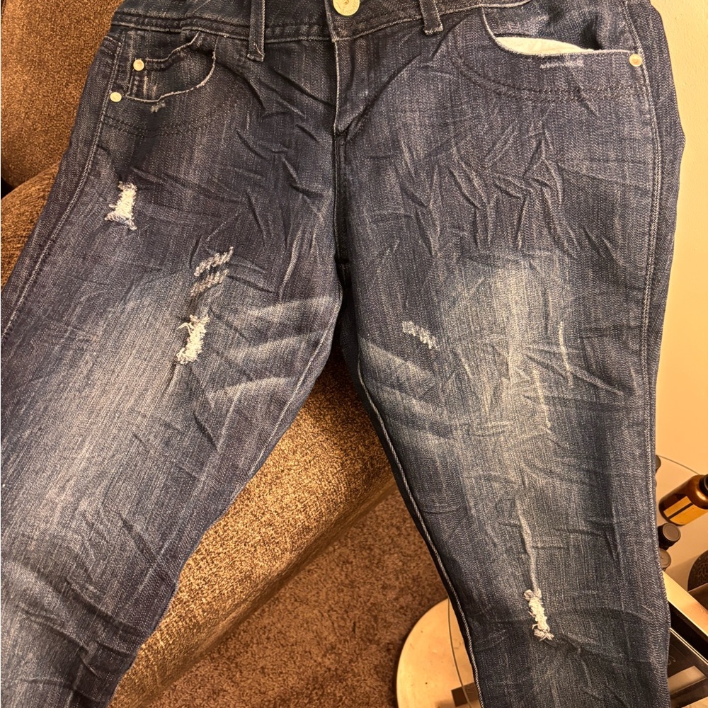 Distressed Blue Jeans